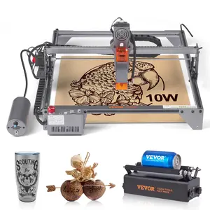VEVOR Laser Engraver, Summervibes,Summervibes, 10W Output Laser Engraving Machine, 15.7" x 15.7" Large Working Area, 10000mm/min Movement Speed, Compressed Spot with Rotary Roller, Laser Cutter for Wood, Metal, Acrylic