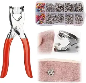 Buttons & Pliers Tool Kit,Including 100pcs Invisible Colored Metal Buckle & 1 Count Manual Pressure Pliers,Household Sewing Accessories for DIY Handicraft, Seamless Stitching Sewing Kit Tools,Sewing Supplies Crafts.