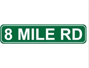 Metal Tin Sign 8 MILE RD sign Retro Aluminum Metal Sign for Street Home Office Garden Decor 4×16 Inches