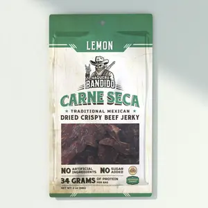 Vaquero Bandido Lemon Carne Seca - Authentic Traditional Mexican Dry Crispy Beef Jerky 34g Protein Keto Friendly Snack