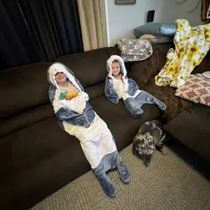 Shark Blanket Hoodie Onesie Sleeping Bag Cozy Costume For Family Loungewear Shark Pajama Comfort Overalls Womenswear Clothing