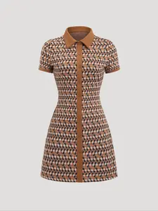 Elegant Collared Floral Print Button Front Fitted Dress, Womenswear, Sweet Cute Simple Basic Versatile Design, Perfect for Daily Wear, Casual Wear & Special Occasions