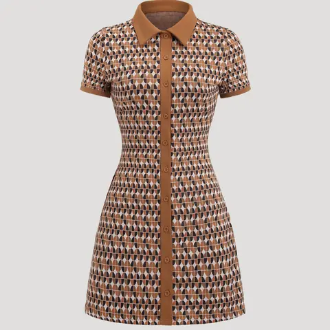 Button Front Short Dress, Short Sleeve Dress, Casual Chic Dress, Perfect for Daily Wear and Special Occasions