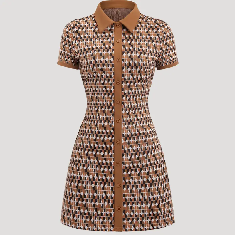 Button Front Short Dress, Short Sleeve Dress, Casual Chic Dress, Perfect for Daily Wear and Special Occasions