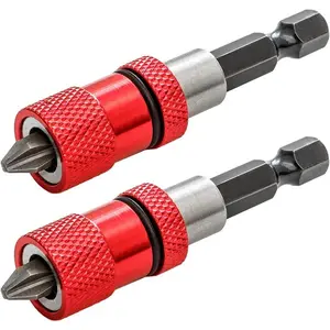 2pcs Adjustable Screw Depth Screwdriver Bit Holder Magnetic Steel Screwdriver Drywall Bit 1/4 Inch Hex Shank with S2 Phillips 2 Screw Driver Bits