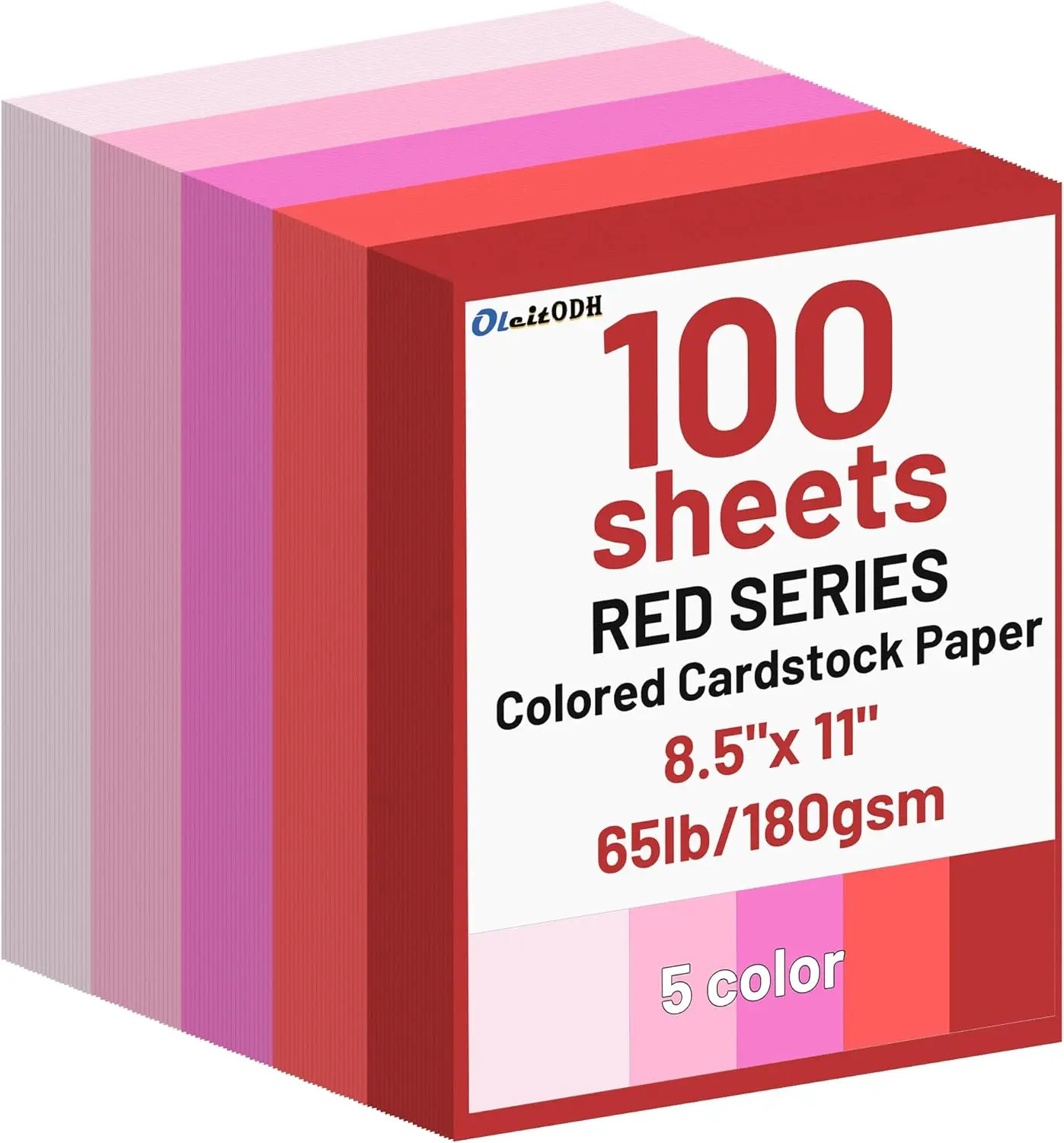 100 Sheets 8.5'' x 11'' Red Colored Cardstock, 5 Assorted Red Tone Colors Card Stock Paper 180GSM/65lb Perfect for Card Making DIY Greeting Cards Scrapbook Printing Invitation Arts and Crafts