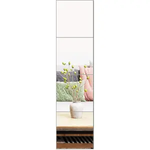 Full Length Wall Mirror Tiles, 12" x 12" x 4 count Frameless Wall Mounted Mirror Glass Wall Mirror for  Gym, Door, Bedroom, Living Room