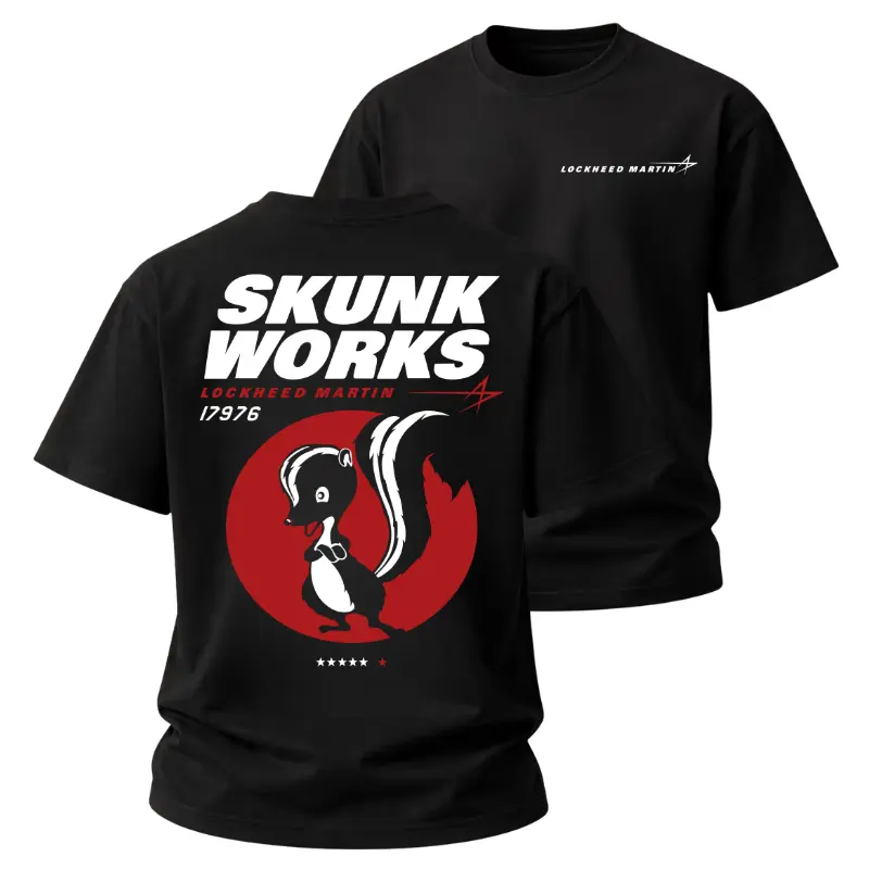 Lockheed Martin Skunk Works T-Shirt Retro Aviation Graphic Tee Aerospace Engineer Shirt Military Aviation Apparel Stealth Aircraft Enthusiast Tactical Casual Gift for Aviators