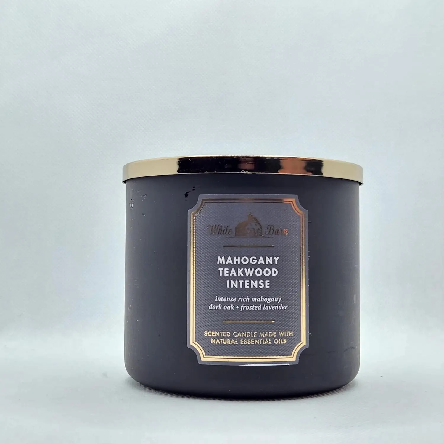 White Barn 3-Wick Candle with Essential Oils - 14.5 oz - New Core Scents, Mahogany Teakwood High Intensity Home Decor Candle