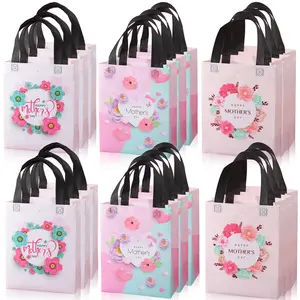 Floral & Heart Pattern Gift Bag, 18pcs/set Reusable Non-woven Fabric Gift Wrapping Bag with Handle, Gift Packaging Supplies for Wedding Birthday Party