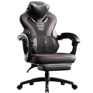 Dowinx Fabric Gaming Chair with Footrest,Big and Tall Game Chair for Heavy People, Gamer Chair with Massage Lumbar Support,Ergonomic Computer Gaming Chair for Adults