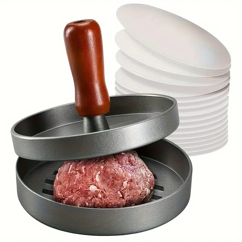 Aluminum wood handled hamburger patty press, Burger Press, meat press plate, patty mold, Meat Molder Press, Burger Maker Tool, Kitchen Gadget, Kitchen Tools And Gadgets, Cooking