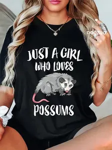 100% Cotton Unisex Just A Girl Who Loves Possums Animal Gift T-Shirt Casual Top