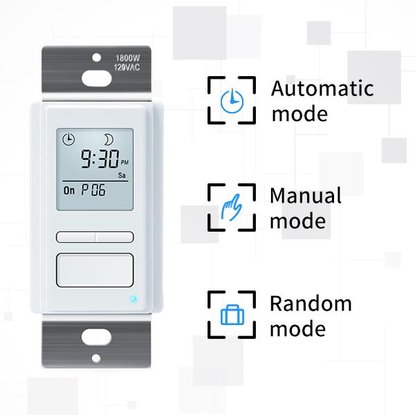 Ortis 7-Day Programmable in-Wall Timer Switch, Blue Backlight, Auto On/Off at Sunrise/Sunset, 3 Operating Modes and 7 Custom Schedules, Compatible with Fans and Motors, Neutral Wire Required