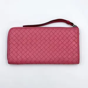 Pre-owned Bottega Veneta Leather Mini Bags BOTTEGAVENETA Intrecciato Zip Around Long Wallet Pink from Japan!!!