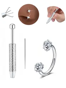 20gauge Heart CZ Heart Shaped Feature Horseshoe Nose Rings With Piercing Ball Grabber Tool, Internal Threaded Horseshoe Septum Ring Cartilage Tragus Earrings Helix Body Piercing Jewelry Labret Lip Hoops Hypoallergenic Material Stainless Steel 8mm