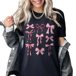 Coquette Pink Bow Shirt, Pink Ribbons Tee, Coquettecore Shirt, Coquette Gift, Coquette Aesthetic T-Shirt, Soft Girl Era Shirt, Ribbon Shirt, Birthday Gift For Her, Women T-Shirt, Sisters Gift, Women Shirt, Casual Shirt For Her, Mom Wife Shirt