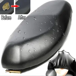 Waterproof Elastic Motorcycle Seat Cover, Universal PU Leather Stretch Scooter Seat Cushion Protector, Dust Rain Sun UV Resistant Replacement Seat Cover