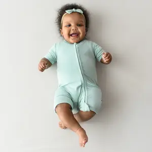 Zippered Shortall Romper in Sage