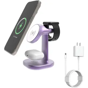 Wireless Charging Station for Magsafe Charger Stand,Fast Wireless Charger for iPhone Stand,3 in 1 Magnetic Phone Charger for Apple Watch,for Airpods,for Magsafe Charging Station