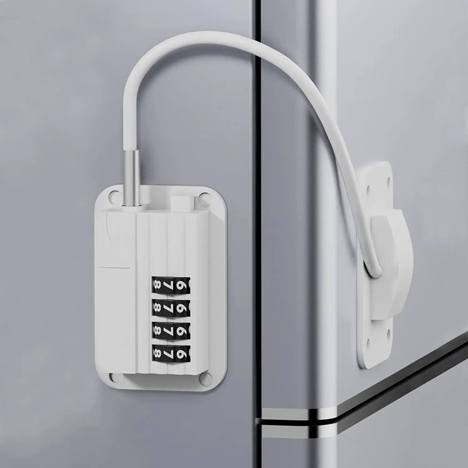 Tool-Free Metal Refrigerator Door Lock (1 Set) for Homeowners, No Drill Needed, Suitable for Kitchen Refrigerators, Cabinets, Drawers