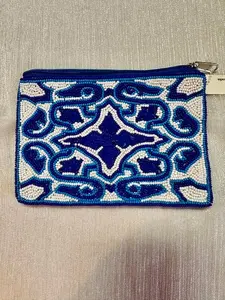 Beaded Mini Pouch - Blue