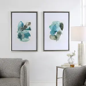 Uttermost 32291 Blueprints-Inspired Blue Watercolor Colored Decorative Artwork Frame Set Prints, 27x40x2 in. Set of 2, Artwork Prints