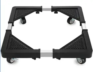 Mini Fridge Stand with 4 Locking Wheels 17.7"-25.6" Adjustable Dolly Washing Machine Stand Base for Furniture Portable Refrigerator Dryer Stand Black