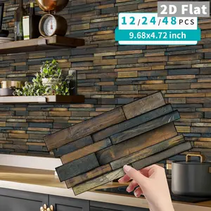 Aesthetic Vinyl Tile Stickers, Self Adhesive Tiles, 12-24 Sheets, Striped Marble Design, Waterproof Peel & Stick Backsplash for Bathroom, Kitchen, Furniture Walls