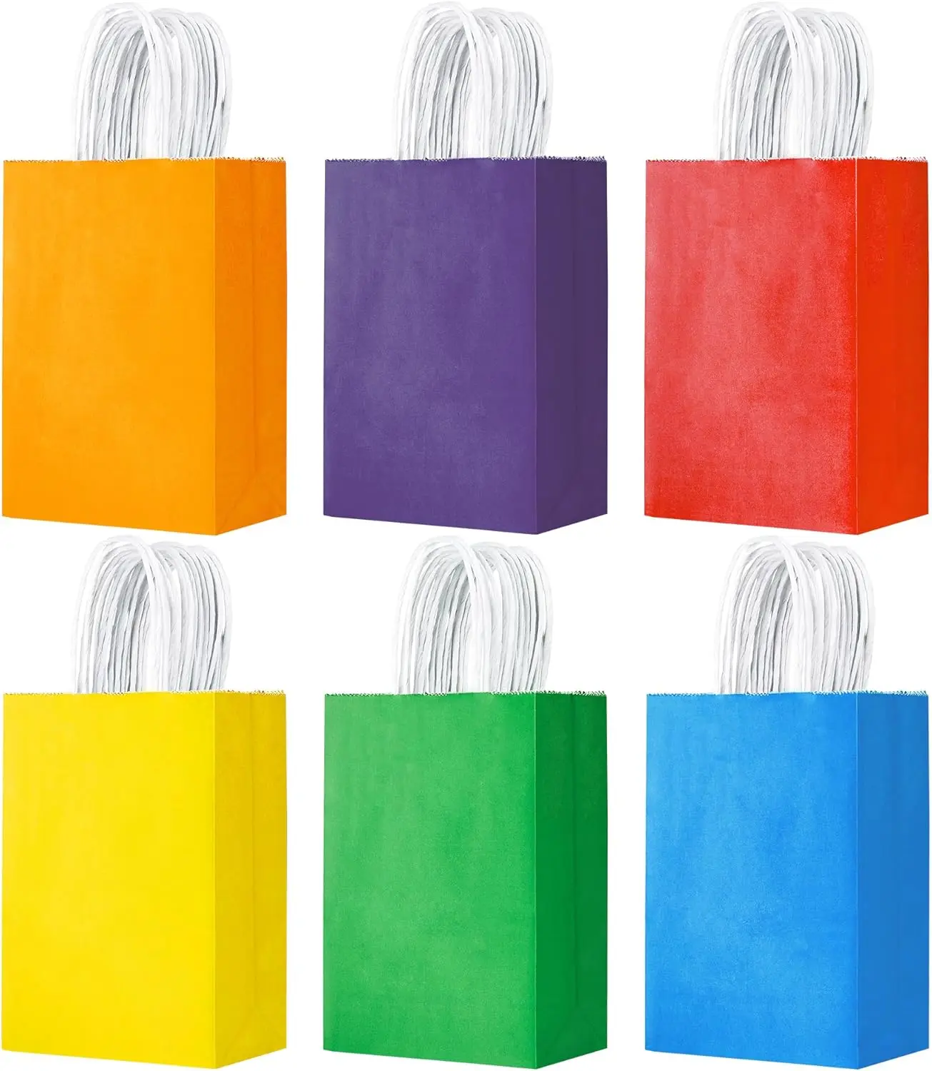 24 Pack Small Gift Bags 5.8"×3.2"×8.25" Kraft Paper Bags with Handles, Party Favor Bags Bulk for Kids Birthday, Baby Shower, Crafts, Wedding, Party