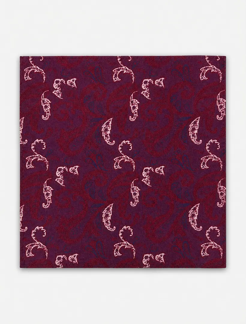 Burgundy Floral Pocket Square Handkerchief