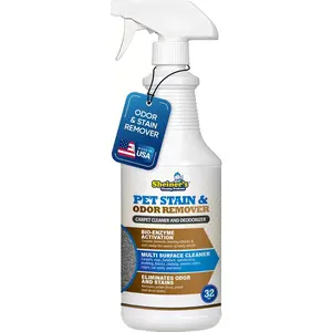 Pet Stain Remover & Pet Odor Eliminator, Advanced Cleaning Bio-Enzyme Cleaner Solution for Carpets, Rugs, Upholstery & Multi-Surfaces, Safe for Pets & Kids (32 oz)