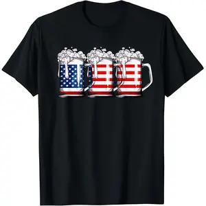 Beer American Flag 4th of July Men Women Merica Drinking USA T-Shirt Tshirt TOP