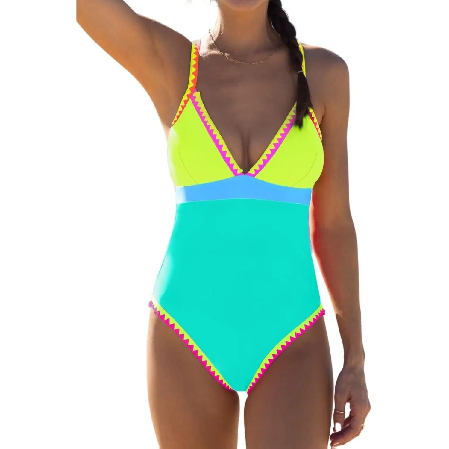 One Piece Swimsuit 2025 Tummy Control Women Bathing Suit Shapewear Swimsuits Slimming Neon Cute Tie Back Swimwear