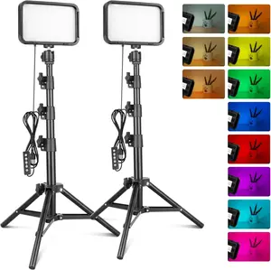 Studio Lighting Kit with Adjustable Tripod Stand - 16 Color  for Video Recording,  Live Streaming,  and Vlogging
