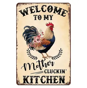 Vintage Rooster Metal Tin Sign 8x12 Inch Rustic Wall Art For Farmhouse Kitchen Decor Durable Iron Plaque Perfect For Home Cafe Or Bar
