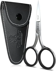 The Cut 4" Scissors -Grooming Scissors Mustache, Nose, Beard, Eyebrows, Eyelash Hair Scissors portable Compact hair removal Makeup Case Storage