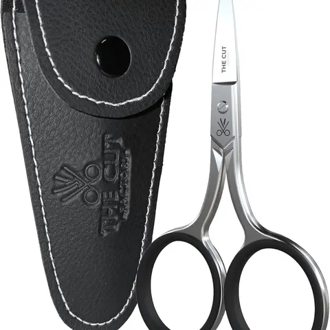 The Cut 4" Scissors -Grooming Scissors Mustache, Nose, Beard, Eyebrows, Eyelash Hair Scissors portable Compact hair removal Makeup Case Storage