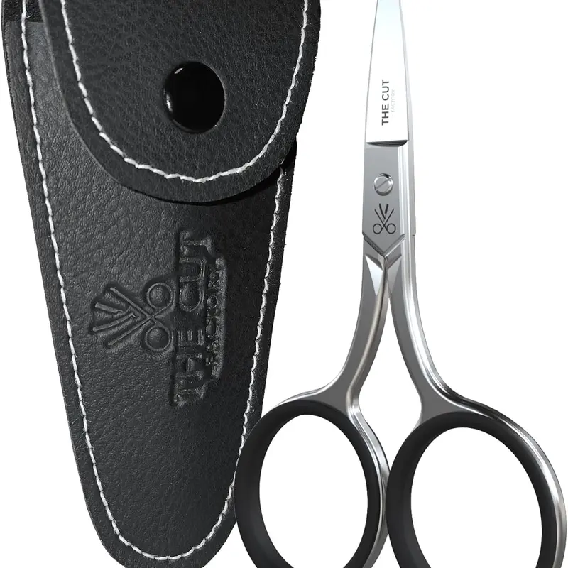The Cut 4" Scissors -Grooming Scissors Mustache, Nose, Beard, Eyebrows, Eyelash Hair Scissors portable Compact hair removal Makeup Case Storage