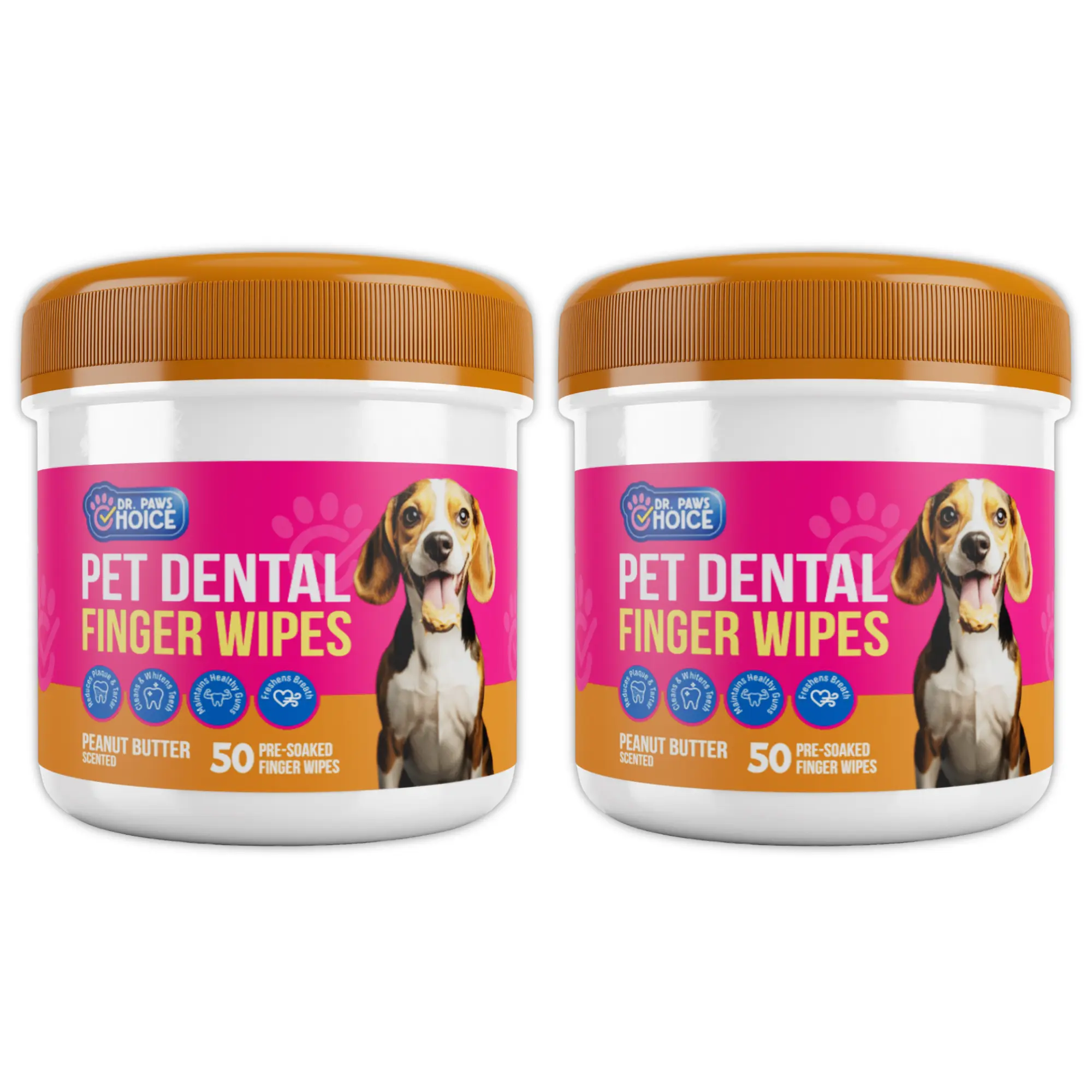 2 Pack - Dental Wipes (Peanut Butter Scented)