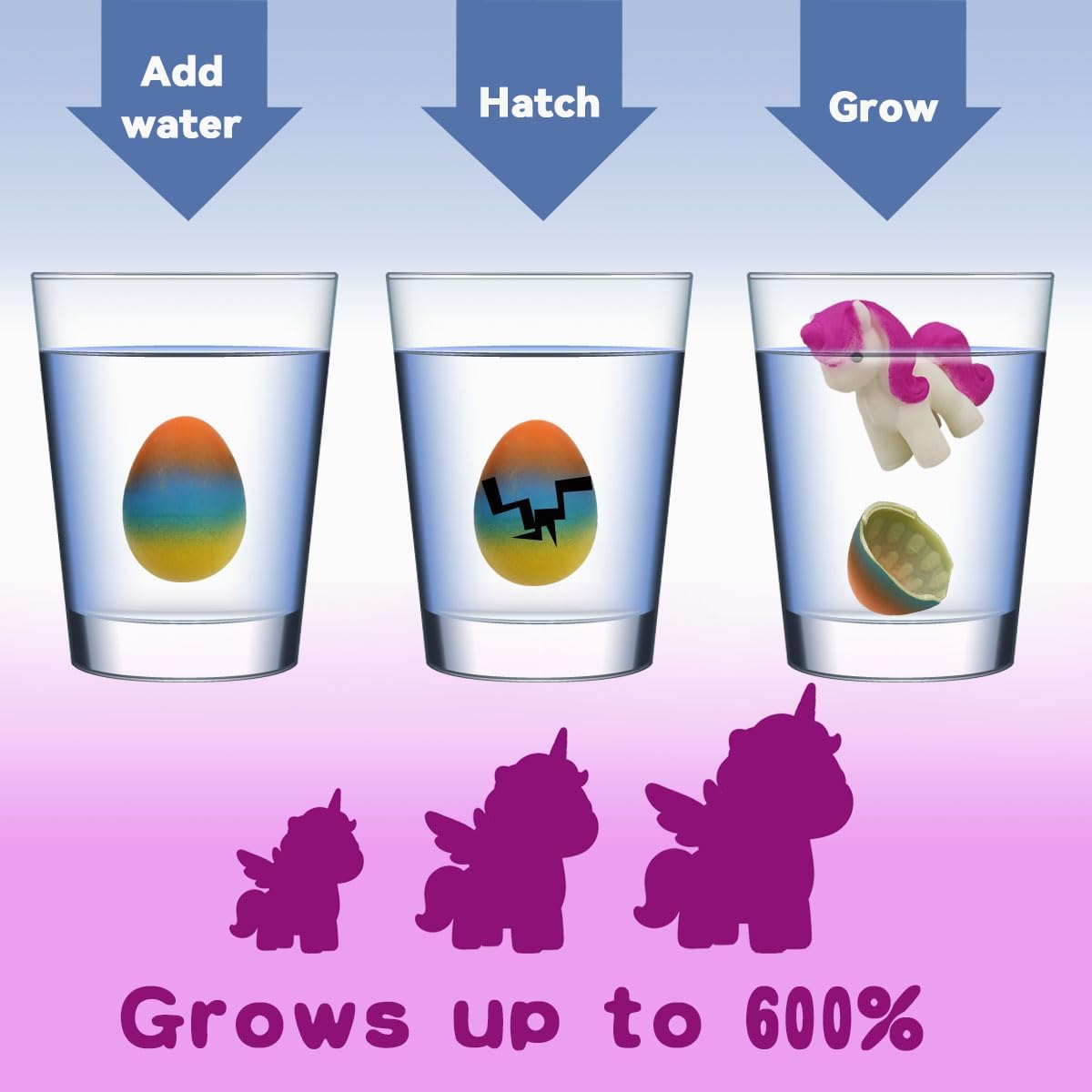 6 Pack Butterfly Unicorn Hatching Eggs, Easter Eggs for Kids Boys & Girls, Easter Basket Stuffers, Easter Gifts, Birthday Party Favors & Egg Hunt Fillers- Easter Gift