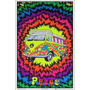 Peace Bus Blacklight Poster - 23" x 35": Shrinkwrapped on Cardboard