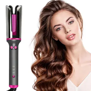 Automatic Rotating Curling Iron Wave Curling Iron Portable 500 Million Ions Dual Voltage Lightweight Travel Metal Ash Scald-Proof Knotting-Proof with 3 Gear Adjustment Settings Gifts