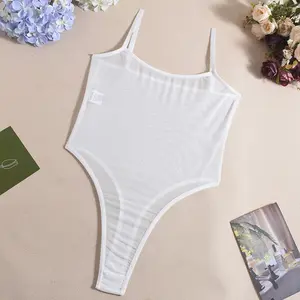Sheer Thin Strappy Bodysuit Mesh See Through Bodycon for Club Party Evening Outfits