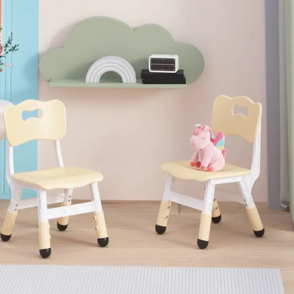 GAOMON Kids Chair, 3 Level Height Adjustable Kid Chair, Plastic Toddler Chairs for Children Boys Girls Age 2-6, Suitable for Home Family Classroom Nursery Indoor Use (2 Pack, Natural)