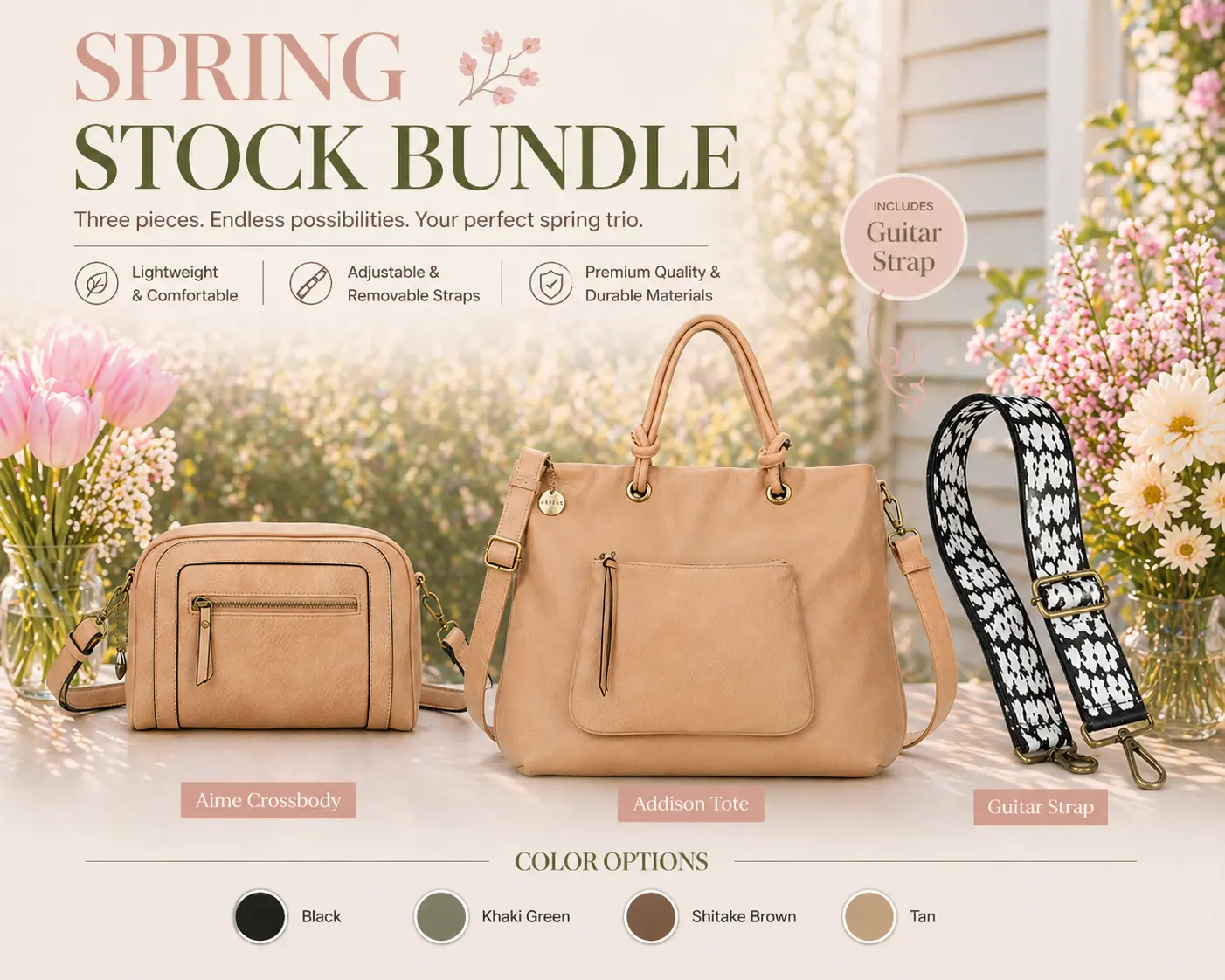 [NEW] Ampere Creations [Limited Bundle] SPRING STOCK The Aime Crossbody and Addison Tote Vegan Leather Bundle by Ampere Creations