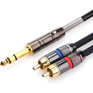 1/4 to RCA Cable, Quarter inch TRS to RCA Audio Cable 6.35mm Stereo Jack to Dual RCA Insert Cable Y Splitter Cabl - 1.6 feet/50 cm
