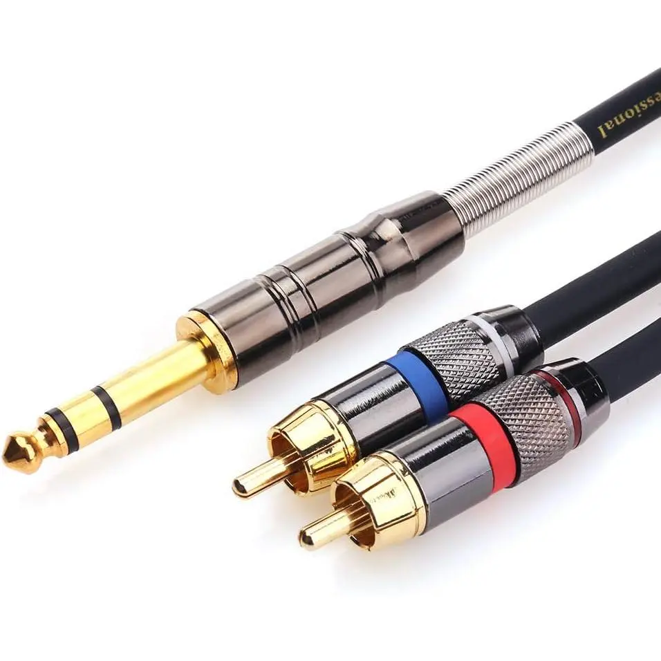 1/4 to RCA Cable, Quarter inch TRS to RCA Audio Cable 6.35mm Stereo Jack to Dual RCA Insert Cable Y Splitter Cabl - 1.6 feet/50 cm