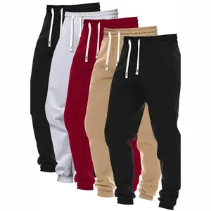 5-Pack Men'S Solid Color Sweatpants,Polyester Knit Fabric,Regular Fit,Drawstring Waist,Casual Athletic Joggers with Pockets,Slight Stretch,