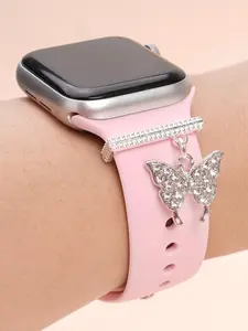 Butterfly Design Watch Band Charm, Rhinestone Decor Watch Band Ornament, Watch Strap Accessory for Apple Watch, Wearable Galaxy Watch, Huawei Watch, Smart Watch Strap, Smartwatch Strap, Smart Watch Accessories